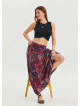 Red Ethnic Skirt with Elastic Waist and Drape Detail 4492
